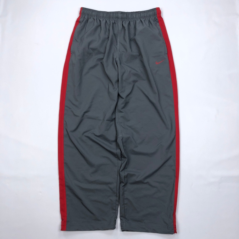 Nike Dri-FIT Mens XL Grey Red Striped Track Pants 377786 Athletic Training